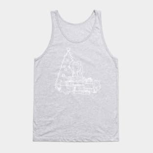 White Line Drawing Merry Christmas from Cute Animals Tank Top